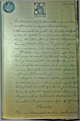 Mandas testamentarias de María Vera Gregorio