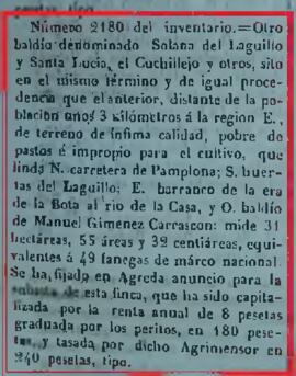 Baldíos de Solana del Laguillo y Santa Lucía, el Cuchillejo y otros en Ágreda