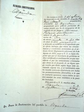 Nombramiento de Lorenzo Palacios Sevillano de Guarda particular de Campo