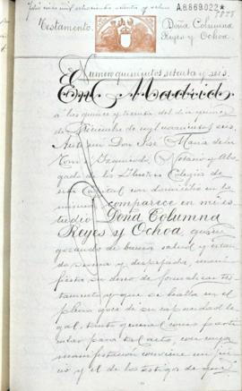 Testamento de Columna Reyes Ochoa
