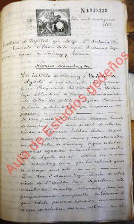 Escritura de capital que otorga Antonia Navarro Gonzalo a favor de Manuel Zoya