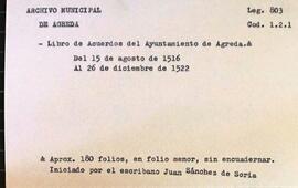 Libro de acuerdos del Ayuntamiento de la Villa de Ágreda