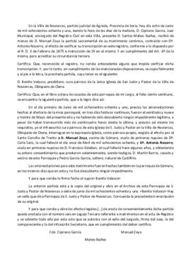 Partida de matrimonio de Manuel Zoya Marín en el Registro Civil de Noviercas (Transcripción literal)