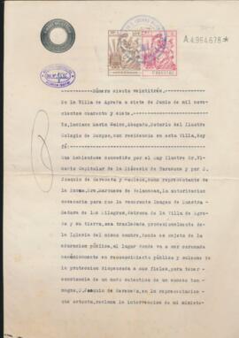 Acta de entrega de la Imagen de la Virgen de los Milagros