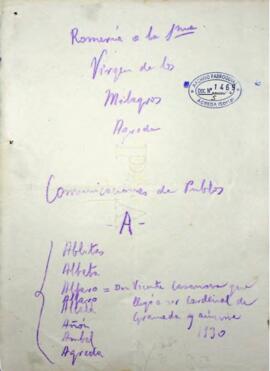 Correspondencia recibida clasificada en carpetas alfabéticamente según su origen.