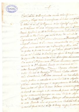 Compromiso del Cabildo para entregar a la Hacienda Pública de Soria 60 fanegas de trigo y cebada