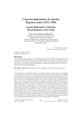 Colección diplomática de Ágreda. Regestas reales (1211-1520)