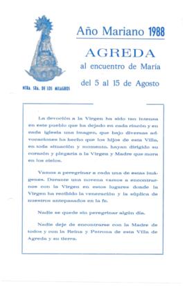 Año Mariano 1988. ÁGREDA al encuentro de María del 5 al 15 de Agosto