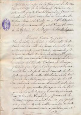 Acta de entrega y devolución de la Imagen de la Virgen de los Milagros en el año 1890