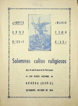 Solemnes cultos religiosos que la Parroquia de S. Miguel Arcángel de Ágreda, celebrará en honor d...