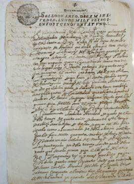 Escritura de arrendamiento a favor de Diego Rubio de Muro