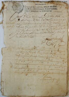Reclamación contra Gregorio Martinez, mesonero de Soria.