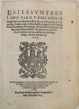 Concordia de los Hijosdalgo de Logroño